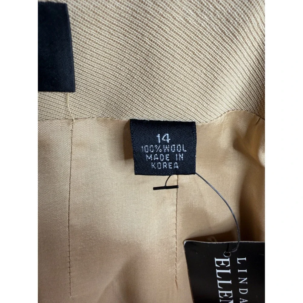New Linda Allard Ellen Tracy Women's Pencil Skirt 100%‎ Wool Beige Size 14_4